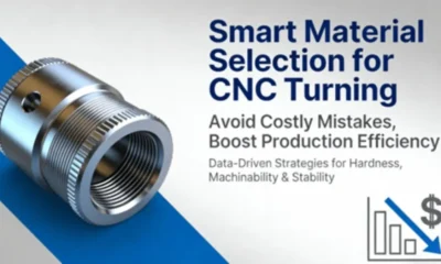 Impact of material selection on CNC turning costs and efficiency, showing cost overrun and savings